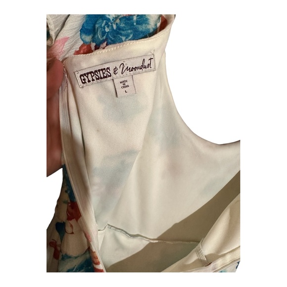 GYPSIES & MOONDUST Western spaghetti strap cold shoulder floral print dress - Picture 4 of 13